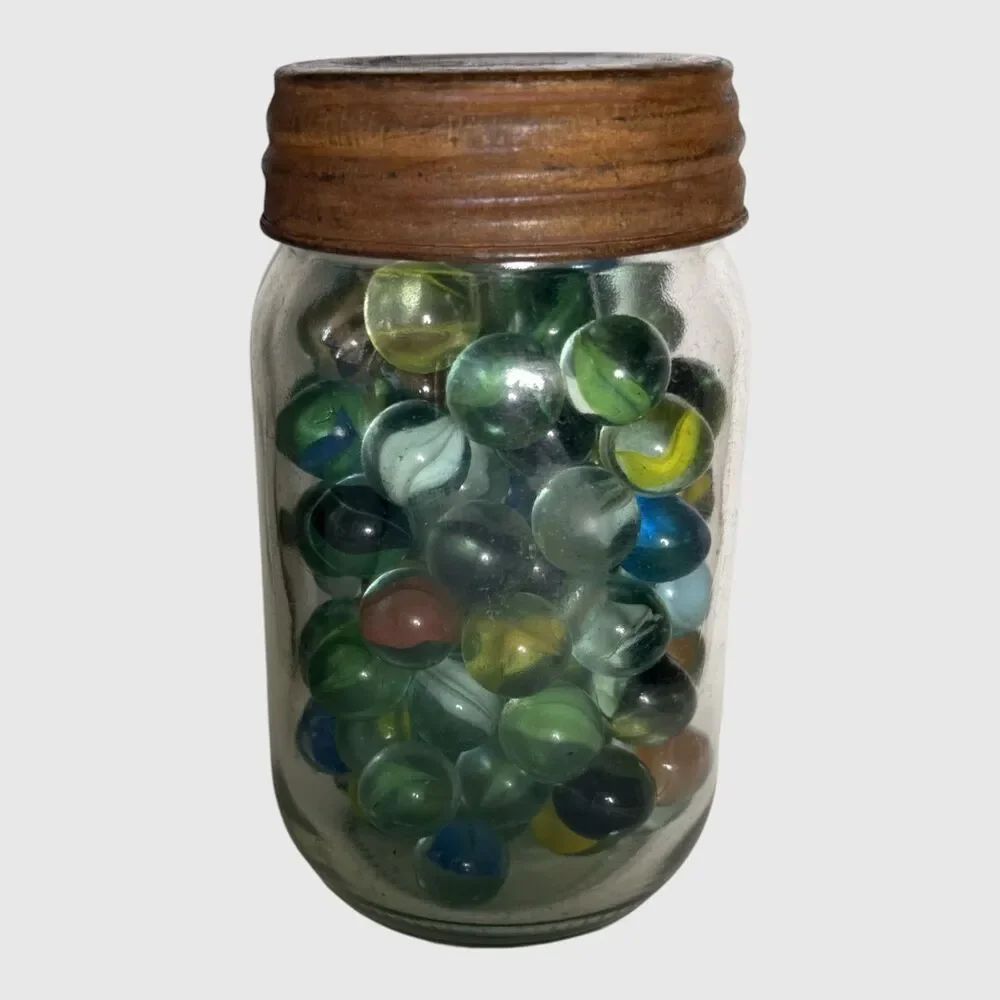 Mason Jar Pint Canning Mid Century Vintage Marbles #4